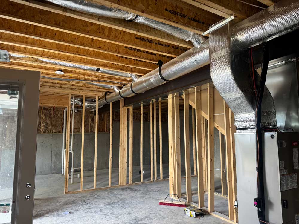 HVAC ductwork installed in a new Lexington home build